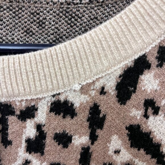 Target A New Day leopard cheetah tan black brown print cardigan sweater large - Picture 4 of 6